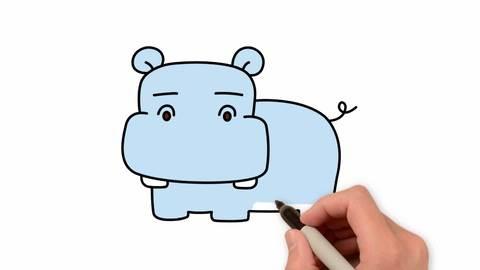 河马简笔画 河马简笔画彩色