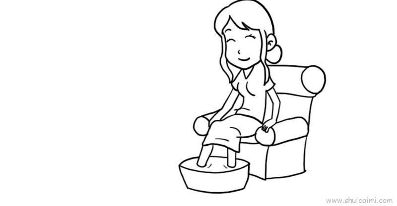 给母亲洗脚儿童画怎么画 给母亲洗脚简笔画简单