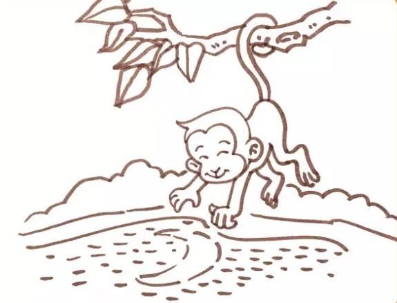猴子捞月简笔画 猴子捞月简笔画连环画
