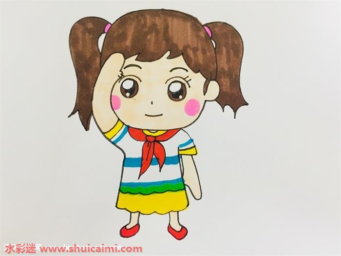 儿童敬礼怎么画 儿童敬礼简笔画简单彩色