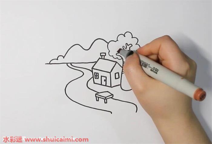 世外桃源怎么画 世外桃源简笔画图片大全带颜色