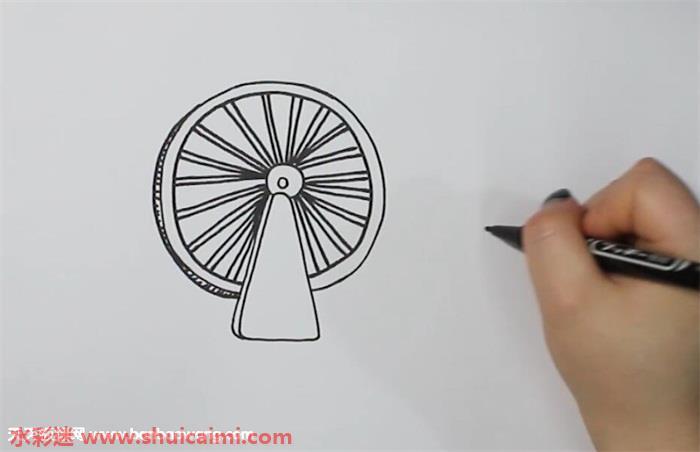 古代水车怎么画 古代水车简笔画简单又漂亮彩色