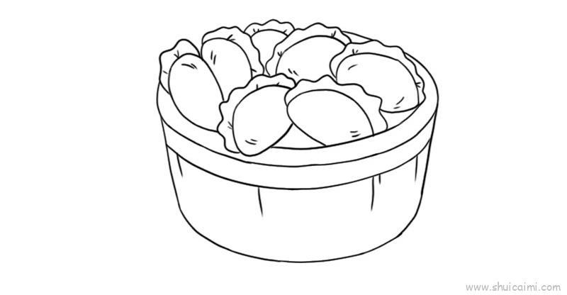 一笼饺子儿童画怎么画 一笼饺子简笔画好看