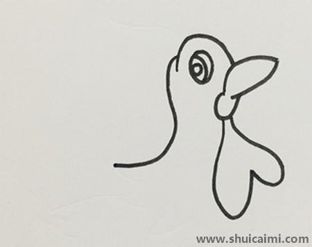 红冠大公鸡涂色简笔画教程