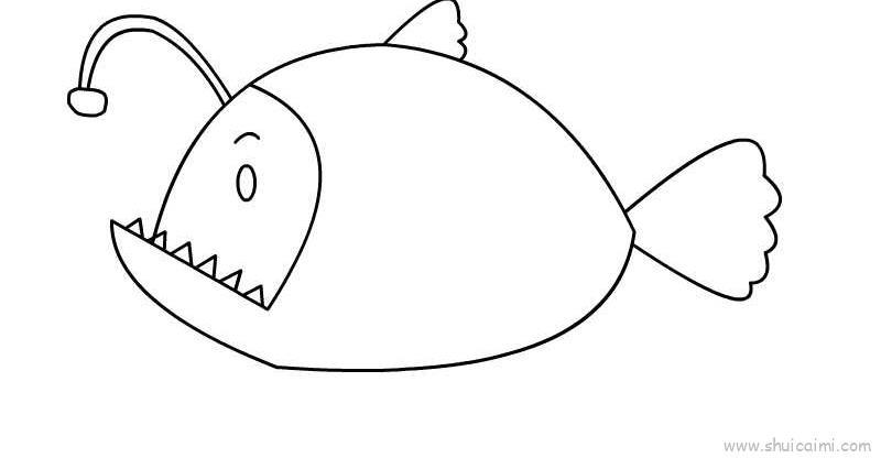 灯笼鱼儿童画怎么画 灯笼鱼简笔画步骤
