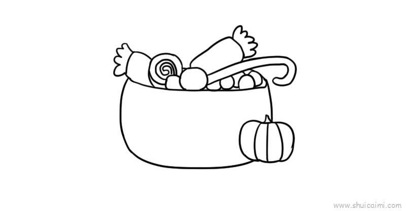 南瓜糖果儿童画怎么画 南瓜糖果简笔画图片