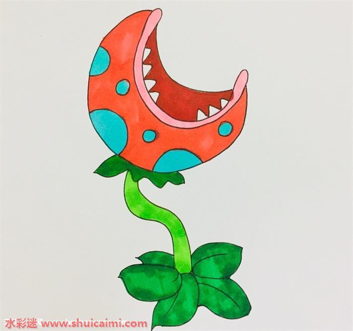 食人花怎么画 食人花简笔画图片带颜色