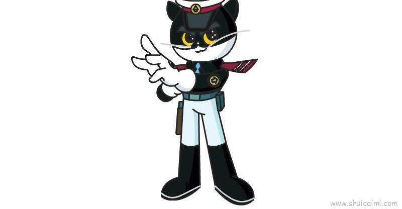 黑猫警长儿童画怎么画 黑猫警长简笔画好看