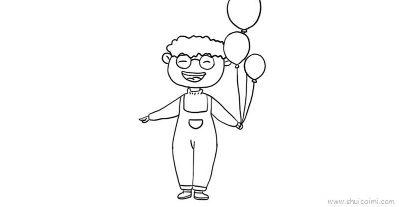 元旦拿气球儿童画怎么画 元旦拿气球简笔画步骤