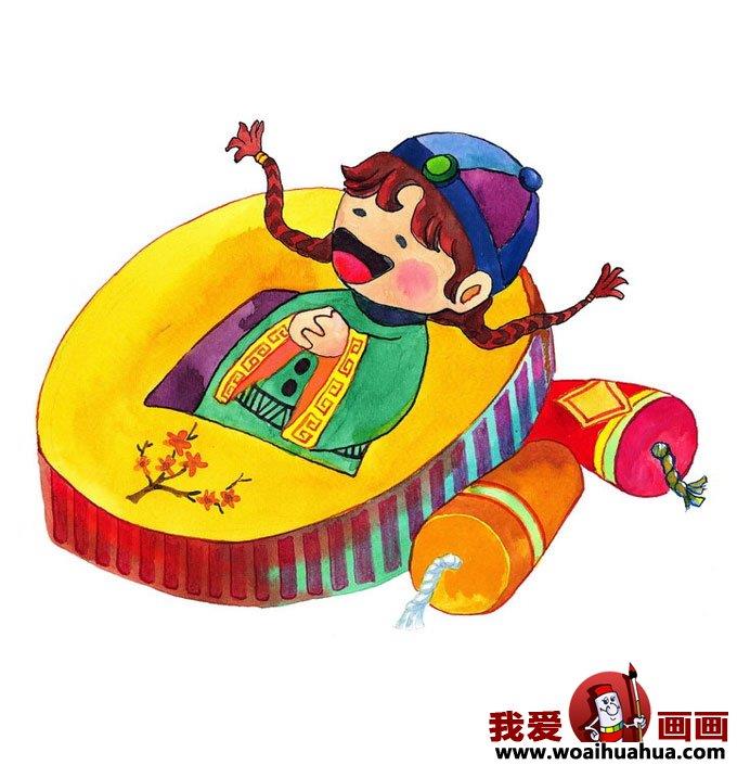 过年图片小朋友放爆竹春节简笔画怎么画 过年图片小朋友放爆竹春节简笔画画法