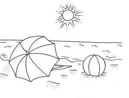 沙滩简笔画 沙滩简笔画海边彩色