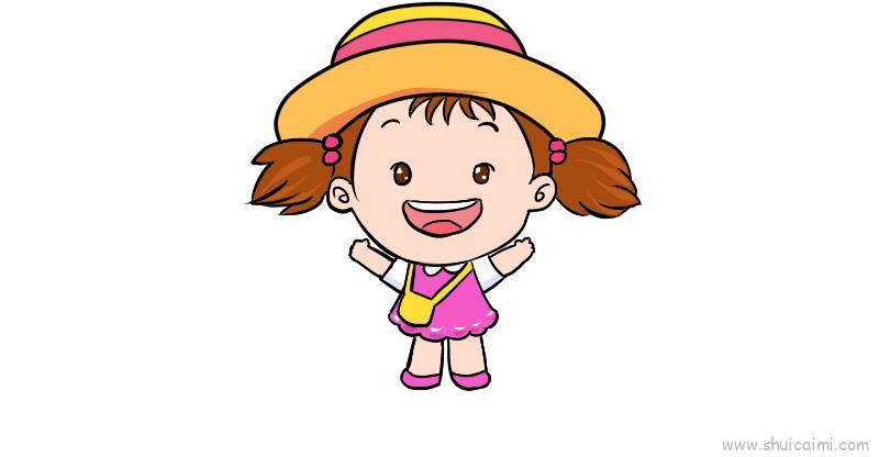 扎双马尾儿童画怎么画 扎双马尾简笔画步骤