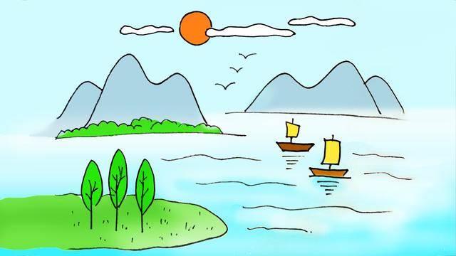 风景画简笔画 风景画简笔画带颜色