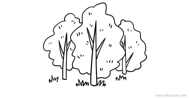 森林儿童画怎么画 森林简笔画图片