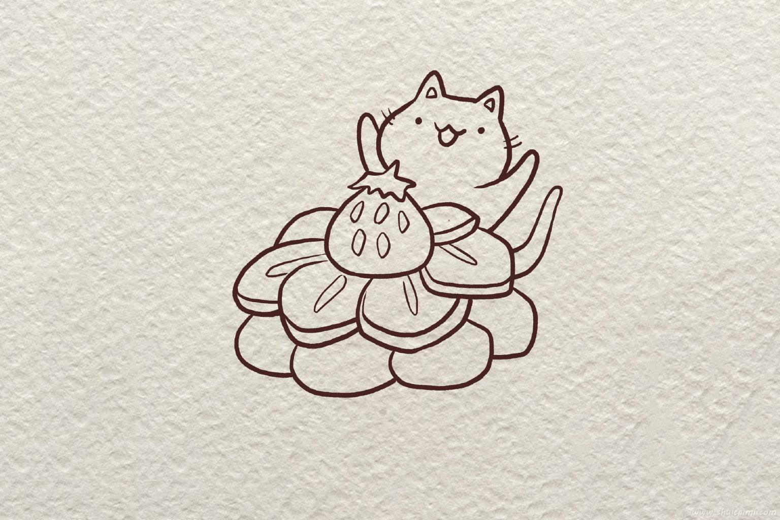 吃蛋糕开心小猫怎么画 吃蛋糕开心小猫简笔画画法