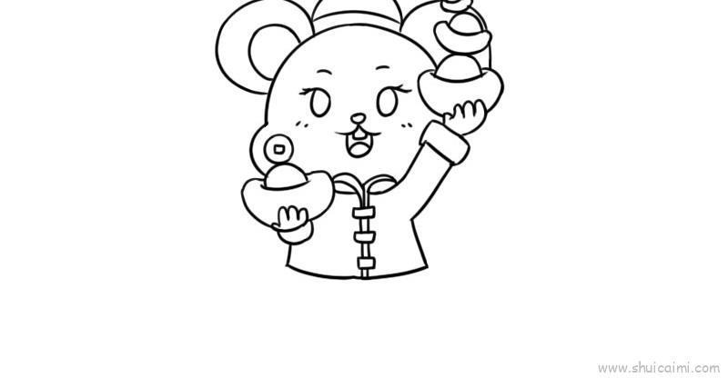 老鼠送元宝儿童画怎么画 老鼠送元宝简笔画步骤