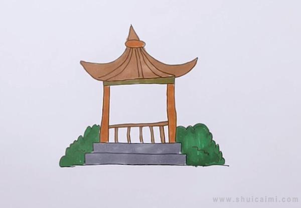 亭子简笔画怎么画 亭子简笔画步骤