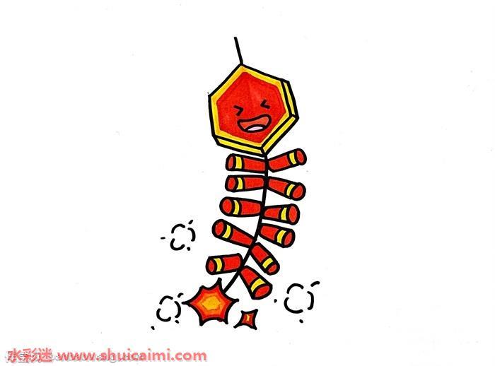 一串鞭炮怎么画 一串鞭炮简笔画步骤图