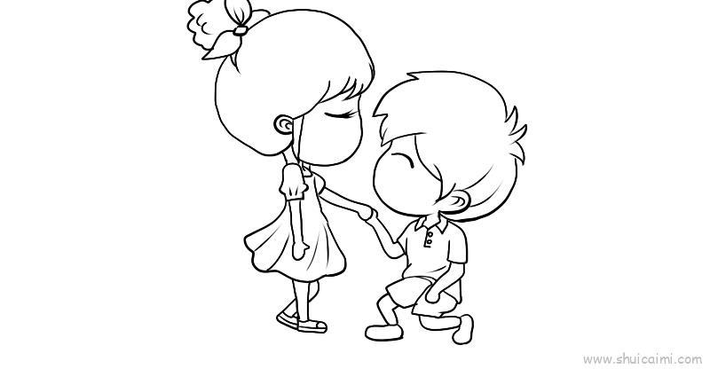 手绘情侣两个人儿童画怎么画 手绘情侣两个人简笔画好看