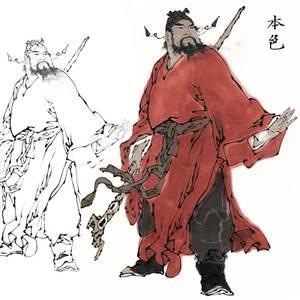 工笔画钟馗白描底稿 钟馗工笔白描人物线稿