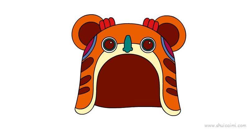 可爱的卡通虎头帽儿童画教程步骤