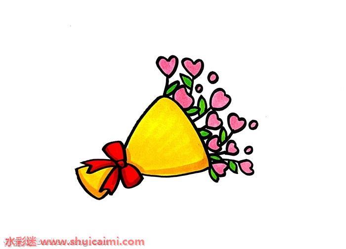 一束鲜花怎么画 一束鲜花简笔画简单又漂亮彩色