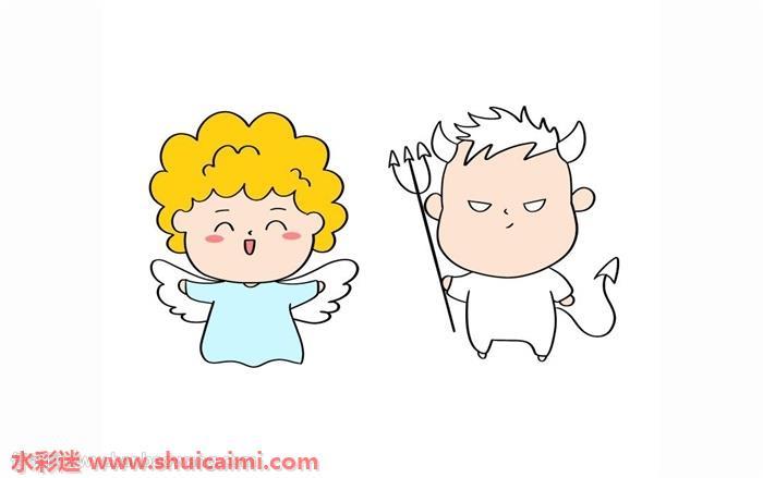 天使与恶魔怎么画 天使与恶魔简笔画漂亮
