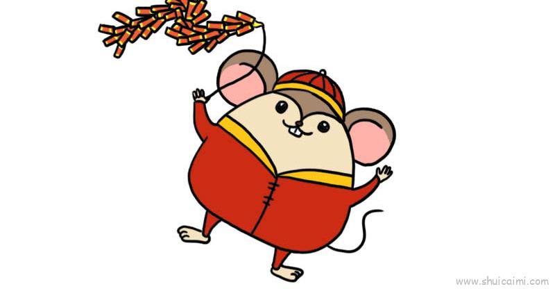 放鞭炮儿童画怎么画 放鞭炮简笔画画法