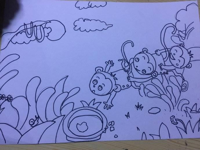 猴子捞月简笔画 猴子捞月简笔画连环画