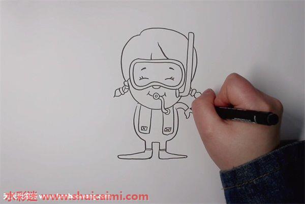 潜水员怎么画 潜水员简笔画彩色