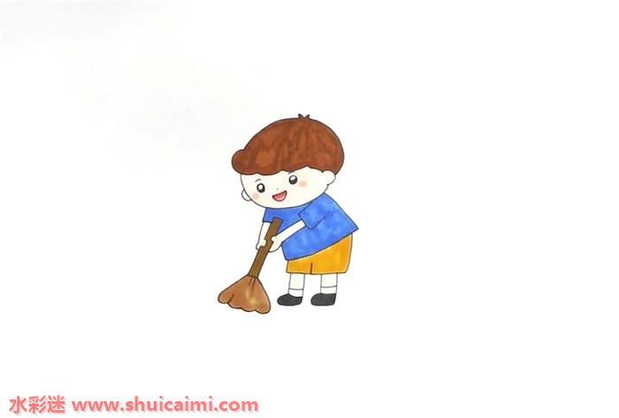 扫地怎么画 扫地简笔画步骤