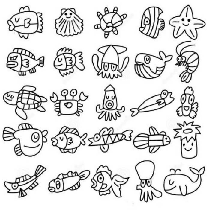 海洋生物简笔画 海洋生物简笔画彩色