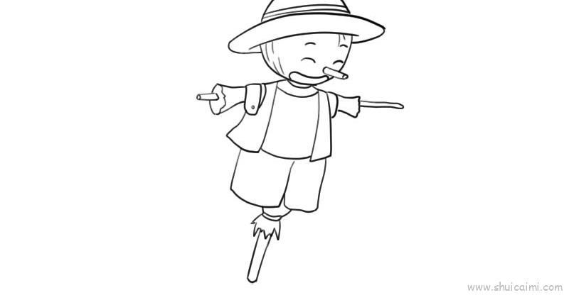 稻草人儿童画怎么画 稻草人简笔画图片