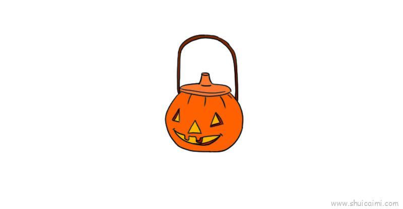手提南瓜灯儿童画怎么画 手提南瓜灯简笔画顺序