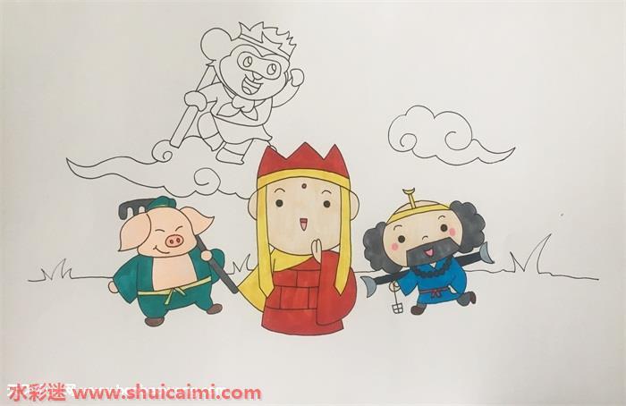 西游记里的师徒四人怎么画 唐僧师徒简笔画简单易画彩色
