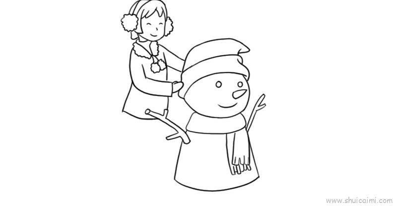 冬至堆雪人儿童画怎么画 冬至堆雪人简笔画顺序