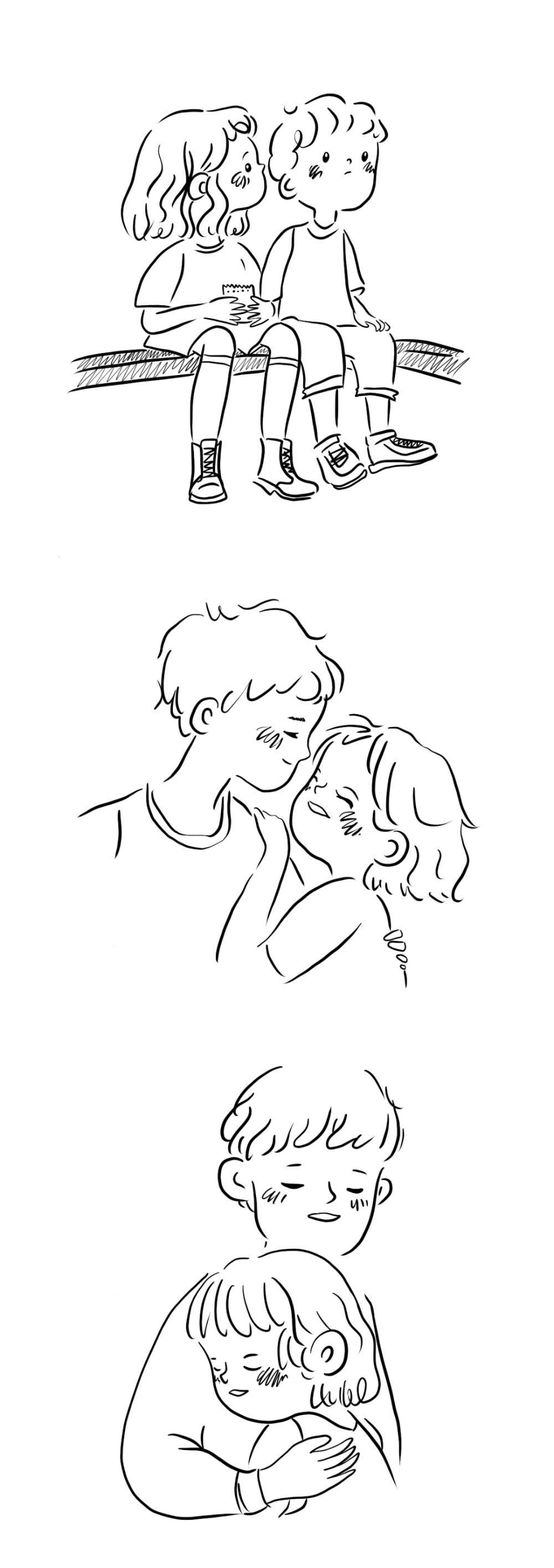 情侣简笔画一男一女 情侣简笔画一男一女可爱