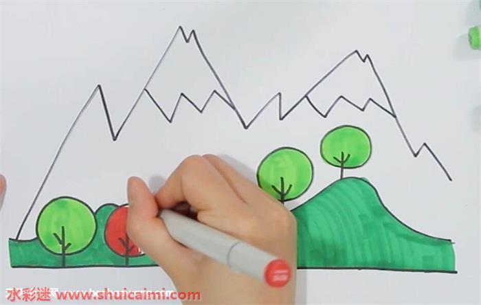 大山怎么画 大山简笔画图片大全带颜色
