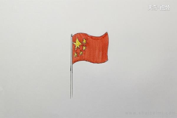 红旗简笔画怎么画 红旗简笔画顺序