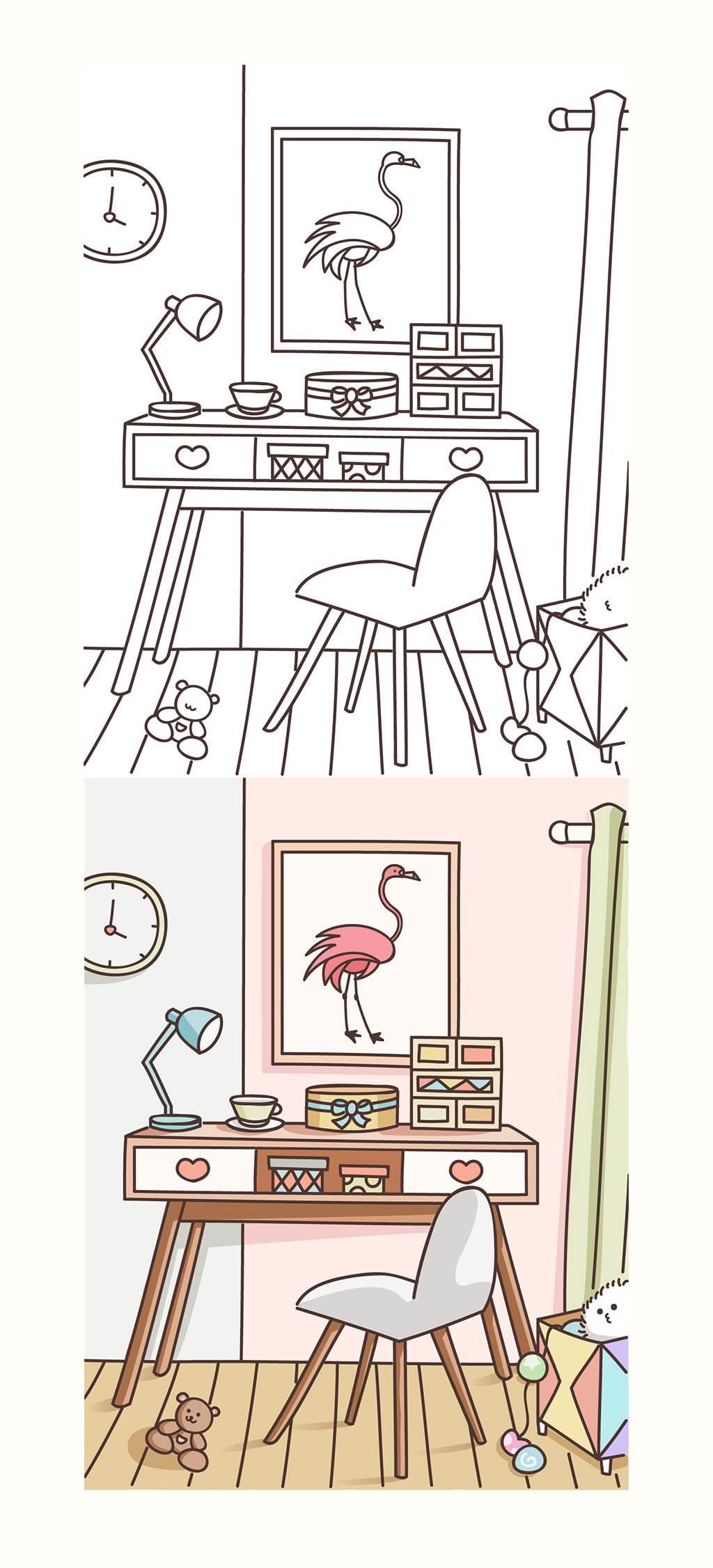 房间简笔画 房间简笔画卧室学生