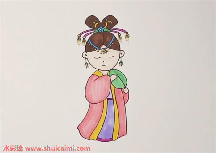 古代公主怎么画 古代公主简笔画简单彩色