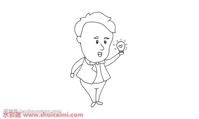 爱迪生与电灯怎么画 爱迪生与电灯简笔画图片大全带颜色