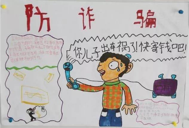 防诈骗海里东西绘画简笔画 防诈骗海报简笔画