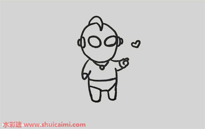 卡通创意的奥特曼艾克斯简笔画步骤图