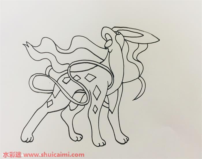 神奇宝贝水君简笔画步骤图解，一步步教你水君简笔画怎么画