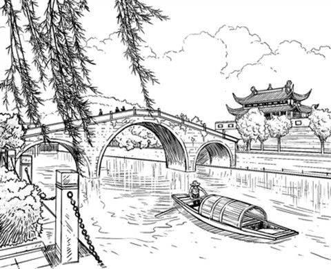 古桥简笔画图片大全 古桥简笔画图片大全彩色
