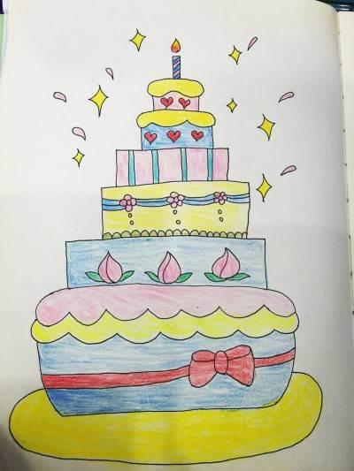 生日蛋糕简笔画 生日蛋糕简笔画可爱