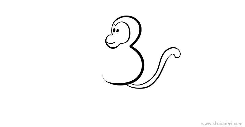 用数字画动物之猴子儿童画怎么画 用数字画动物之猴子简笔画顺序