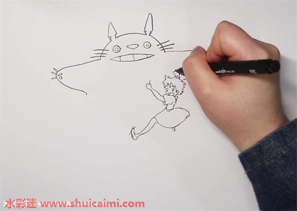 小梅和龙猫怎么画 小梅和龙猫简笔画彩色