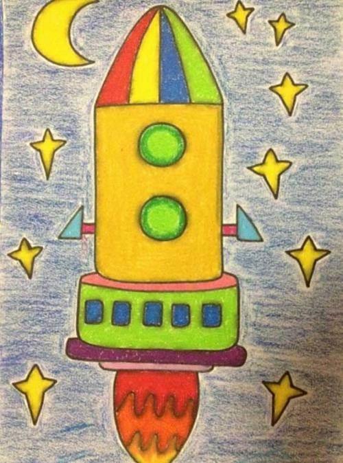 火箭简笔画带涂颜色 火箭简笔画带涂颜色一幅画